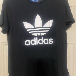 adidas Black Tee with White Trefoil Logo